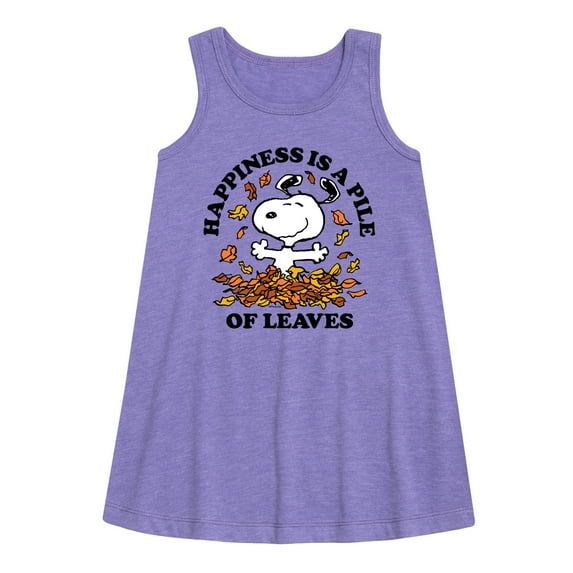 Peanuts - Happiness Is A Pile Of Leaves - Toddler and Youth Girls A-line Dress