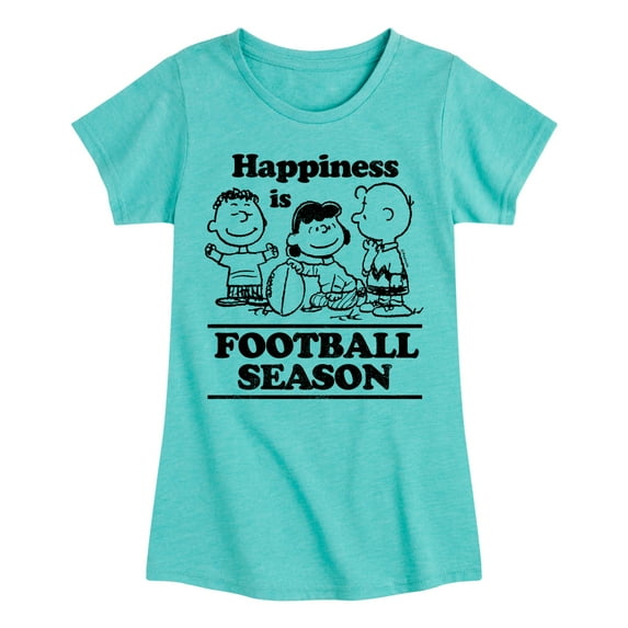 Peanuts - Happiness Is Football Season - Toddler And Youth Girls Short Sleeve Graphic T-Shirt