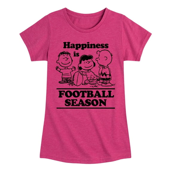 Peanuts - Happiness Is Football Season - Toddler And Youth Girls Short Sleeve Graphic T-Shirt