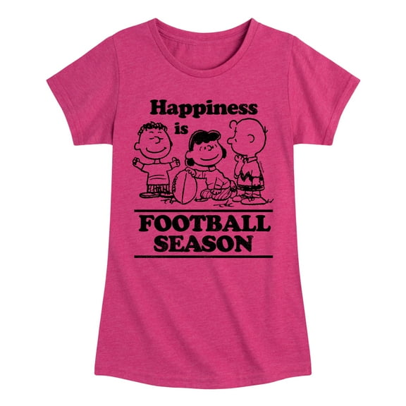 Peanuts - Happiness Is Football Season - Toddler And Youth Girls Short Sleeve Graphic T-Shirt