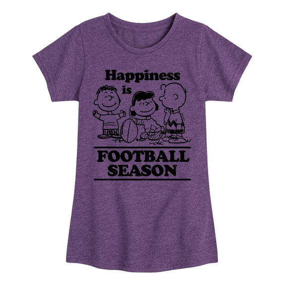 Peanuts - Happiness Is Football Season - Toddler And Youth Girls Short Sleeve Graphic T-Shirt