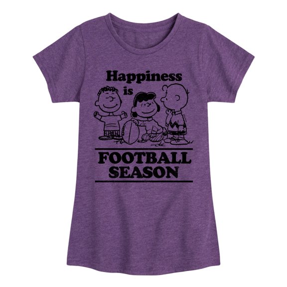 Peanuts - Happiness Is Football Season - Toddler And Youth Girls Short Sleeve Graphic T-Shirt