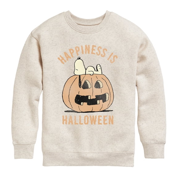 Peanuts - Happiness Is Halloween - Youth Boys Crew Fleece Sweatshirt