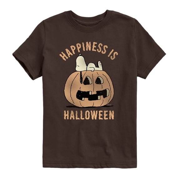 Peanuts - Happiness Is Halloween - Youth Boys Short Sleeve Graphic T-Shirt