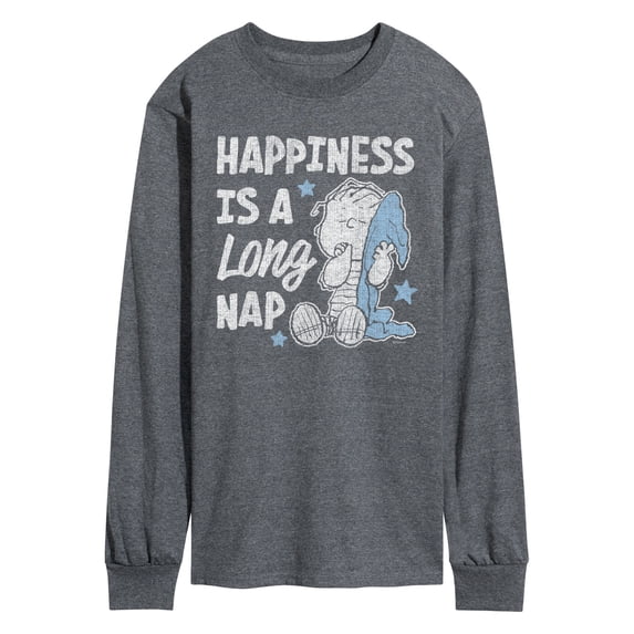 Peanuts - Happiness is a Long Nap - Men's Long Sleeve Graphic T-Shirt