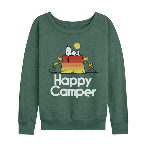 Peanuts - Happy Camper - Women's French Terry Long Sleeve Pullover
