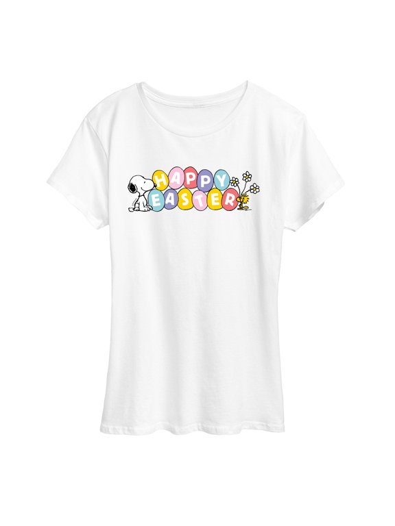 - Happy Easter Color Eggs Women's Short Sleeve Graphic T-Shirt
