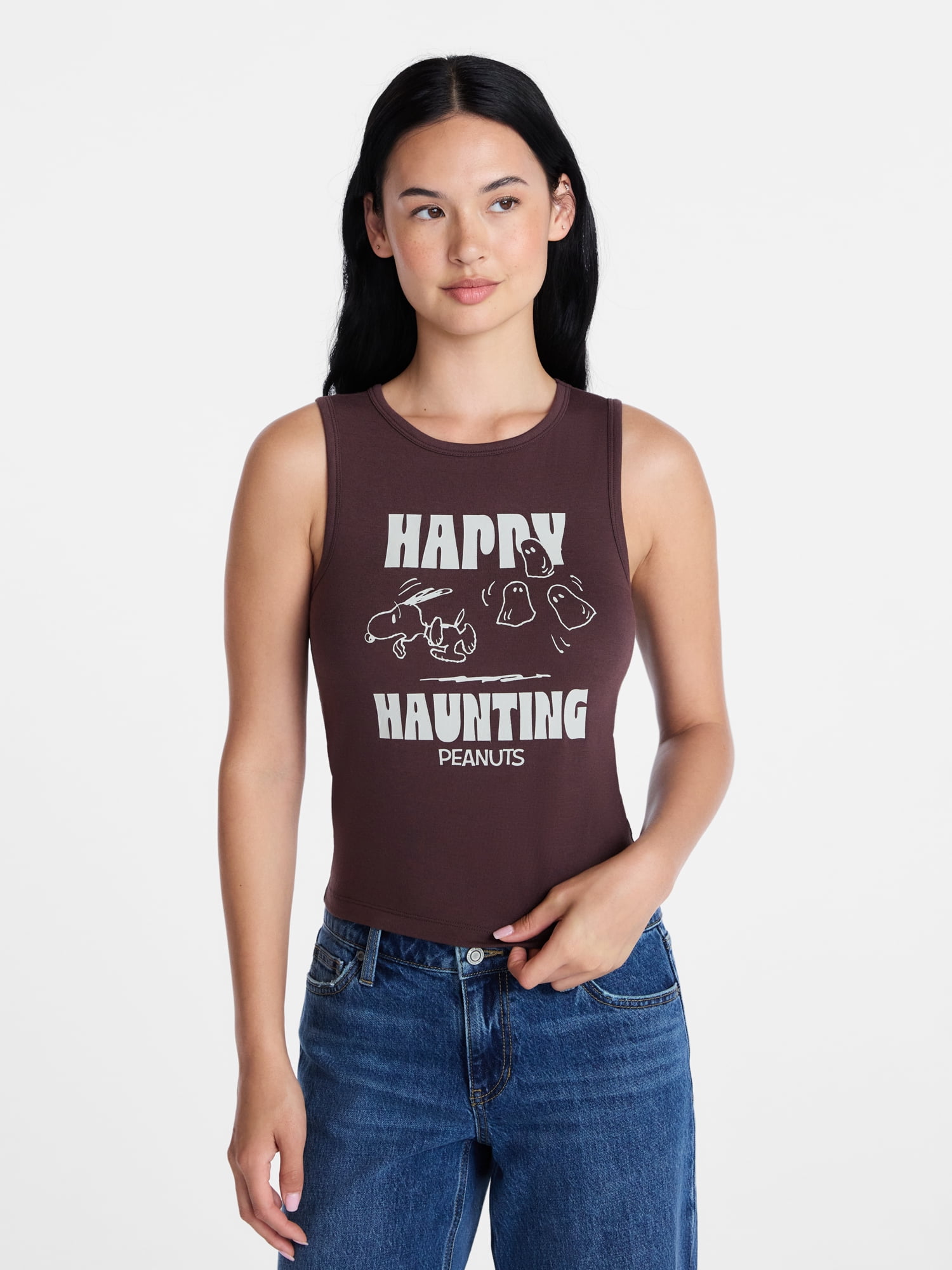 Peanuts Women's and Women's Plus Size Snoopy Happy Haunting Sleep Tank Top, Sizes XS-3X