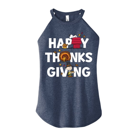 Peanuts - Happy Thanksgiving Icons - Juniors High Neck Tank Top