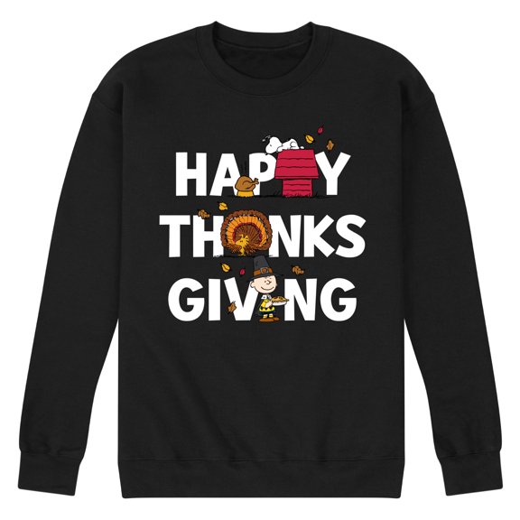 Peanuts - Happy Thanksgiving Icons - Men's Crew Neck Fleece Pullover