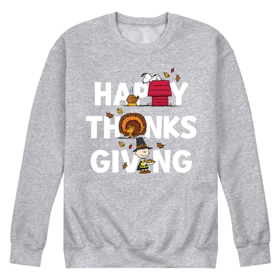 Peanuts - Happy Thanksgiving Icons - Men's Crew Neck Fleece Pullover