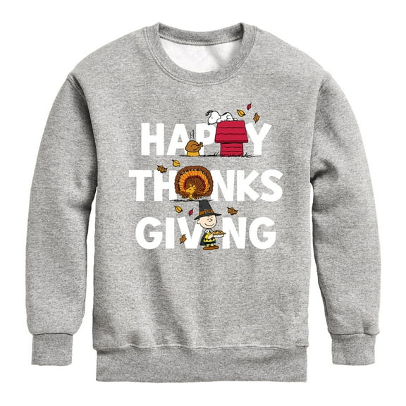 Peanuts - Happy Thanksgiving Icons - Toddler And Youth Crewneck Fleece Sweatshirt