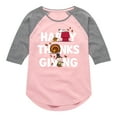 thumbnail image 1 of Peanuts - Happy Thanksgiving Icons - Toddler And Youth Girls Raglan Graphic T-Shirt, 1 of 6
