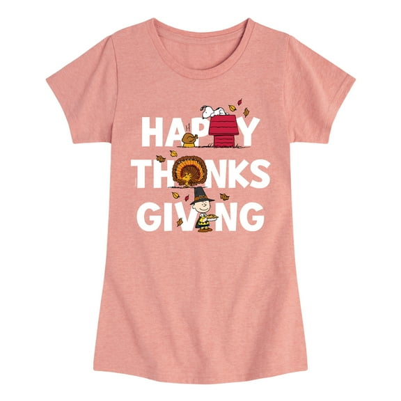 Peanuts - Happy Thanksgiving Icons - Toddler And Youth Girls Short Sleeve Graphic T-Shirt