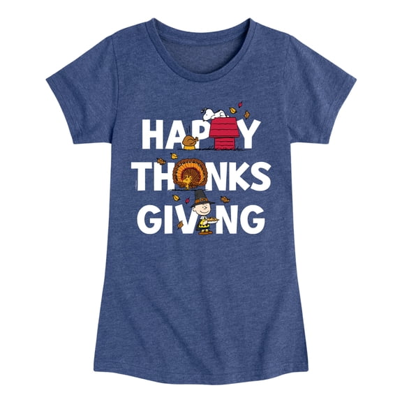 Peanuts - Happy Thanksgiving Icons - Toddler And Youth Girls Short Sleeve Graphic T-Shirt