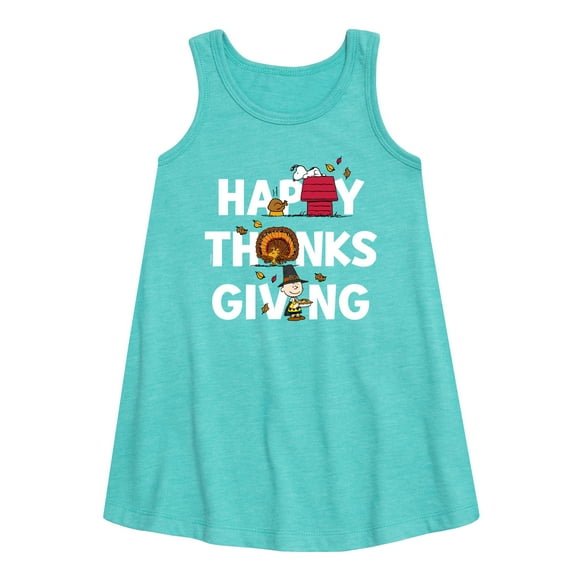 Peanuts - Happy Thanksgiving Icons - Toddler and Youth Girls A-line Dress