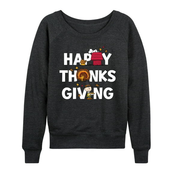 Peanuts - Happy Thanksgiving Icons - Women's Lightweight French Terry Long Sleeve Shirt