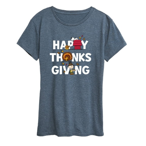 Peanuts - Happy Thanksgiving Icons - Women's Short Sleeve Graphic T-Shirt