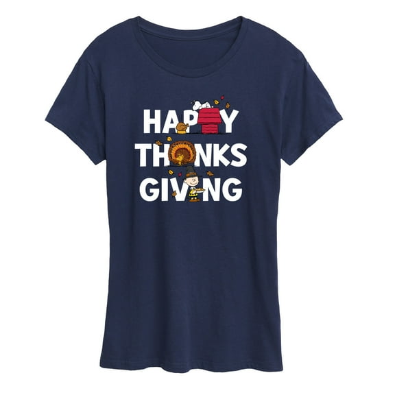 Peanuts - Happy Thanksgiving Icons - Women's Short Sleeve Graphic T-Shirt