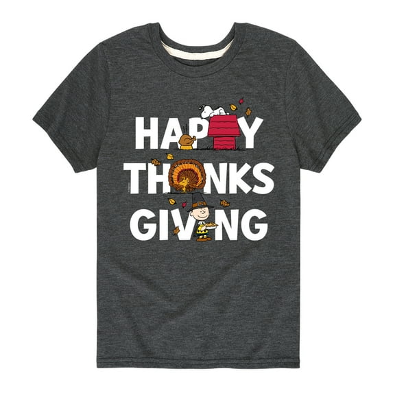 Peanuts - Happy Thanksgiving - Toddler And Youth Short Sleeve Graphic T-Shirt
