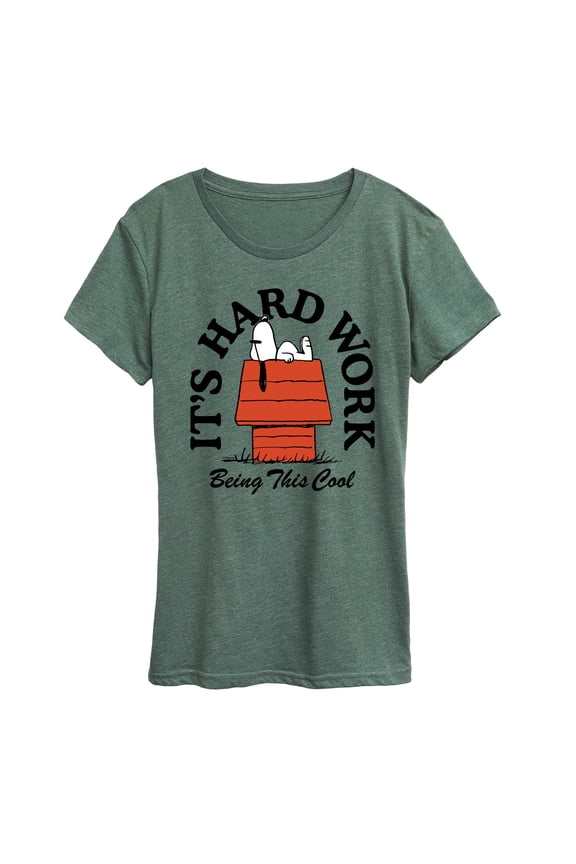 - Hard Work Being Cool Snoopy - Women's Short Sleeve Graphic T-Shirt