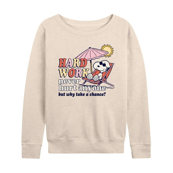 Peanuts - Hard Work - Women's Lightweight French Terry Long Sleeve Shirt