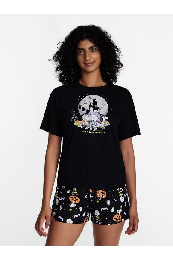 Haunted House Women's and Women's Plus Shorty Set, 2-Piece Sizes XS-3X