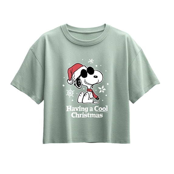 Peanuts - Having a Cool Christmas Short Sleeve Boxy Graphic T-Shirt