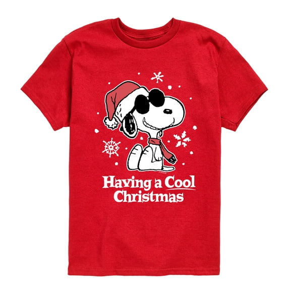 Peanuts - Having a Cool Christmas Boys' Short Sleeve Graphic T-Shirt