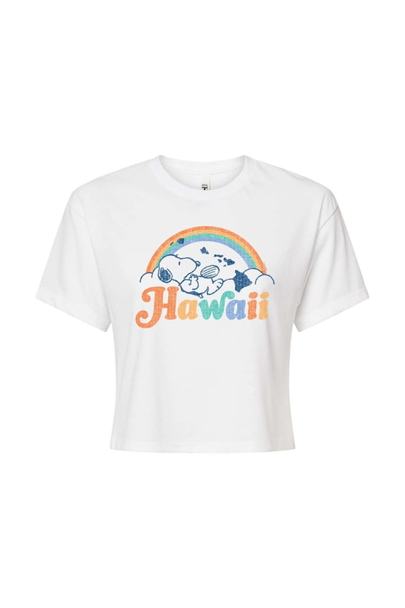 - Hawaii Snoopy - Juniors Cropped Graphic T-Shirt