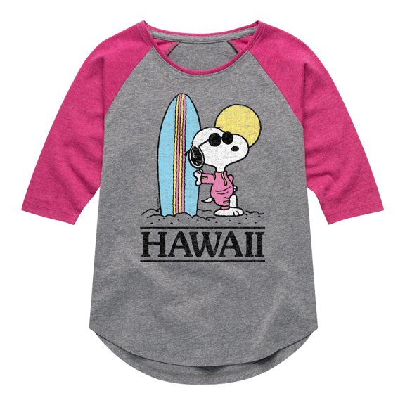 Peanuts - Hawaii - Toddler And Youth Girls Raglan Graphic T-Shirt