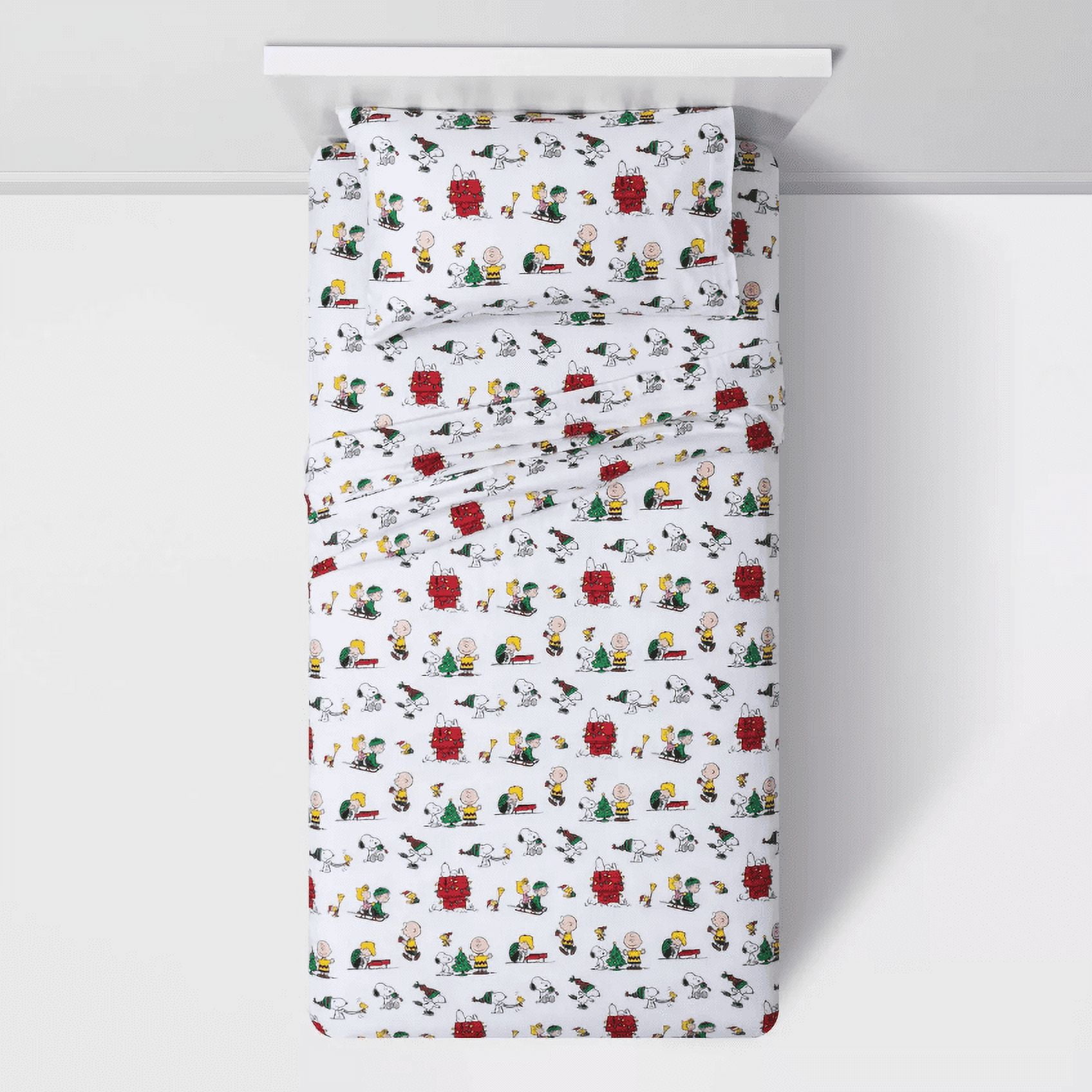 Peanuts Holiday 4 Piece Full Flannel Sheet Set