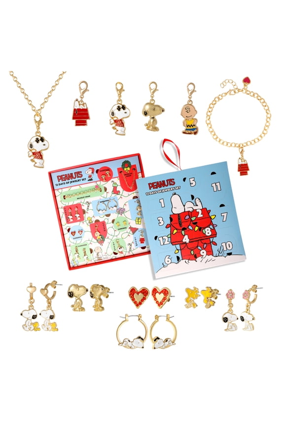 Holiday Charm Advent Jewelry Gift Set with Snoopy and Friends