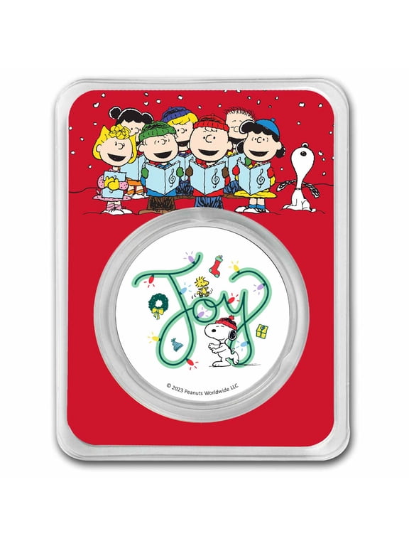 Collectible Peanuts® Holiday "Joy" "Shiny & Bright" 1 oz Colorized Silver