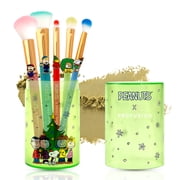 Profusion Cosmetics Peanuts Holiday Merry & Bright Brush Set with Case, 5PC Face & Eye Makeup Brush with Synthetic Bristles for Blending, Shading & Blush