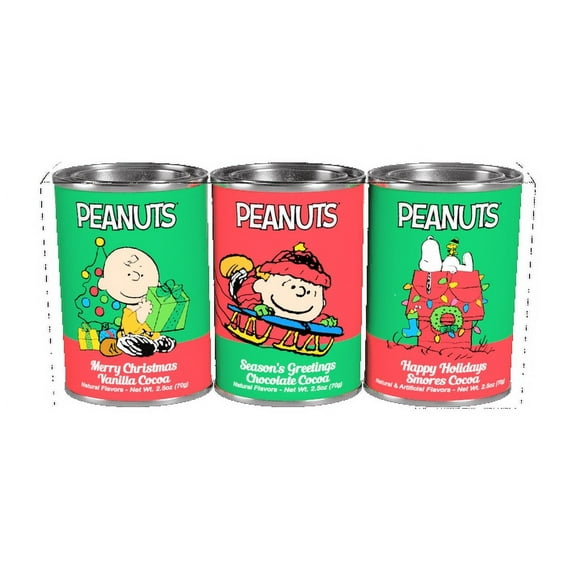 Peanuts Holiday Cocoa Gift Set with Christmas Vanilla, Season's Greetings Chocolate, and Happy Holiday Smores Cocoa by McSteven's