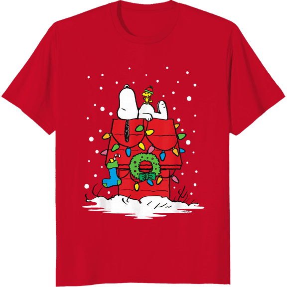 Peanuts Holiday Snoopy and Woodstock Stocking Unisex T-Shirt ,Full Sizes S-5XL