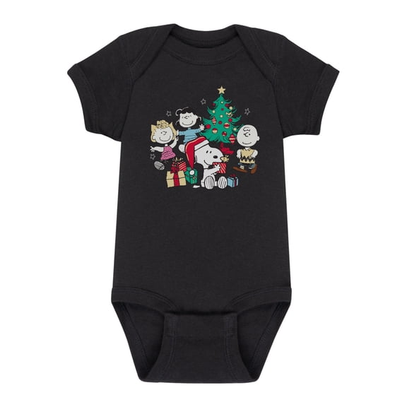 Peanuts - Holidays - Christmas Morning Opening Gifts - Infant Baby One Piece