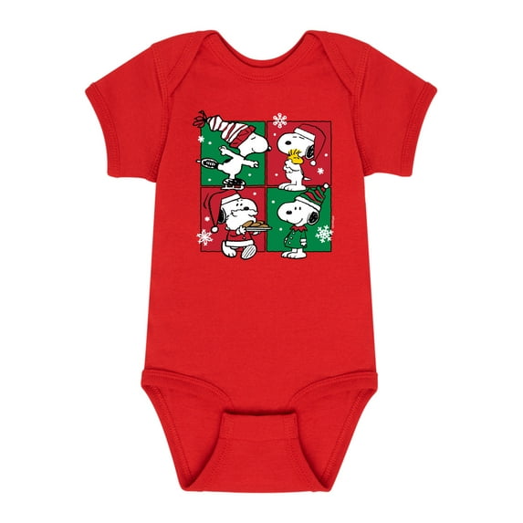 Peanuts - Holidays - Christmas Snoopy Squares - Infant Baby One Piece