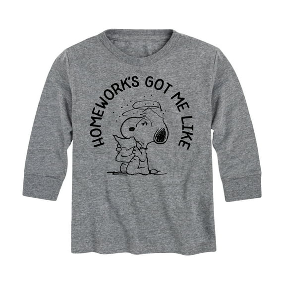 Peanuts - Homework Got Me Like - Toddler And Youth Long Sleeve Graphic T-Shirt