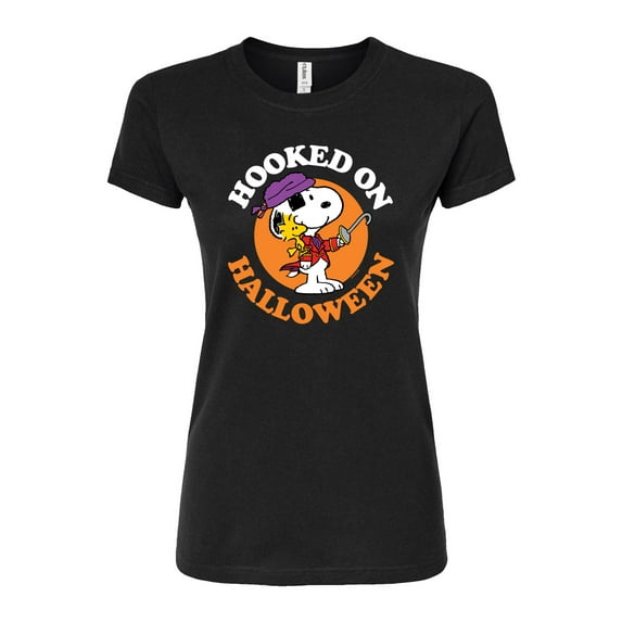 Peanuts - Hooked On Halloween - Juniors Fitted Graphic T-Shirt