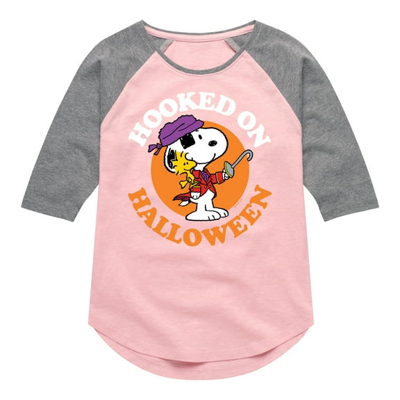 Peanuts - Hooked On Halloween - Toddler And Youth Girls Raglan Graphic T-Shirt
