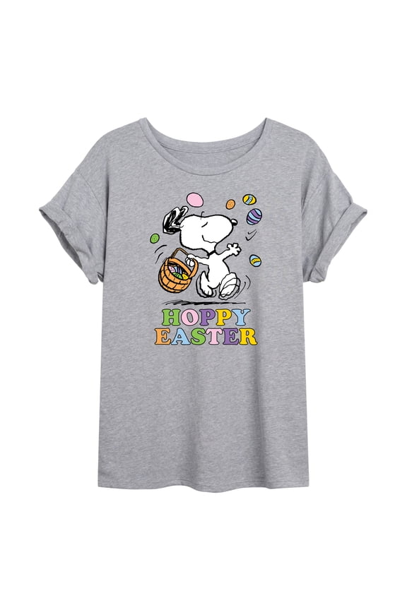 - Hoppy Easter - Juniors Oversized Graphic T-Shirt