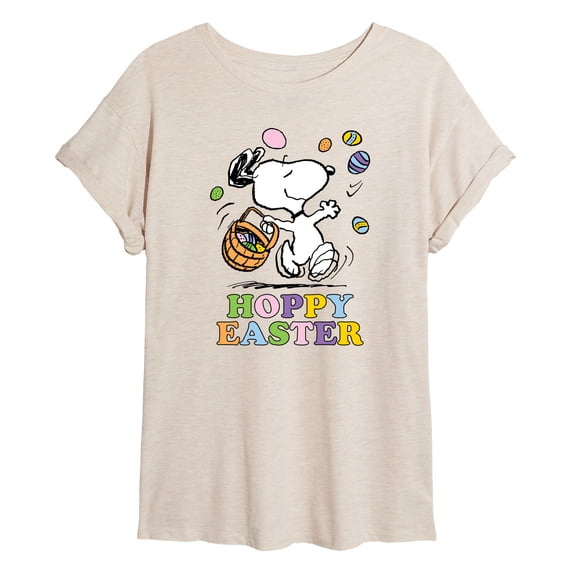 Peanuts - Hoppy Easter - Juniors Oversized Graphic T-Shirt