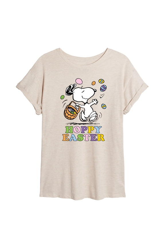 - Hoppy Easter - Juniors Oversized Graphic T-Shirt