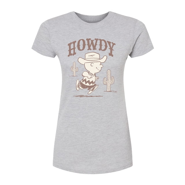 Peanuts - Howdy Charlie Brown-Juniors Fitted Short Sleeve Graohic T-Shirt