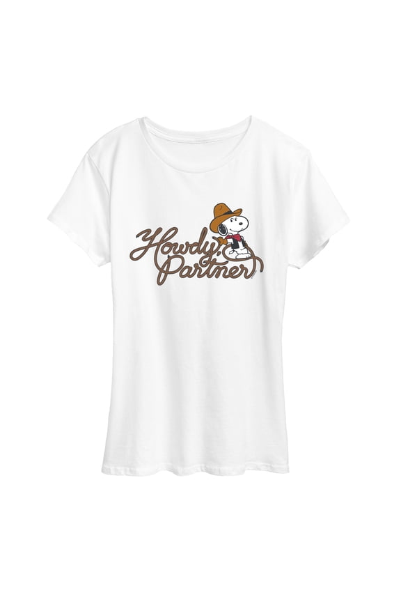 - Howdy Partner Snoopy -Women's Short Sleeve Graphic T-Shirt Short Sleeve Graphic T-Shirt