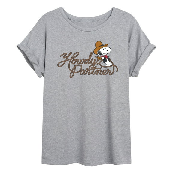 Peanuts - Howdy Partner Snoopy -Womens Oversized Graphic T-Shirt