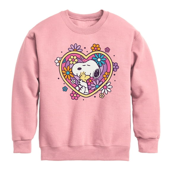Peanuts - Hug Heart Flower - Toddler And Youth Crewneck Fleece Sweatshirt