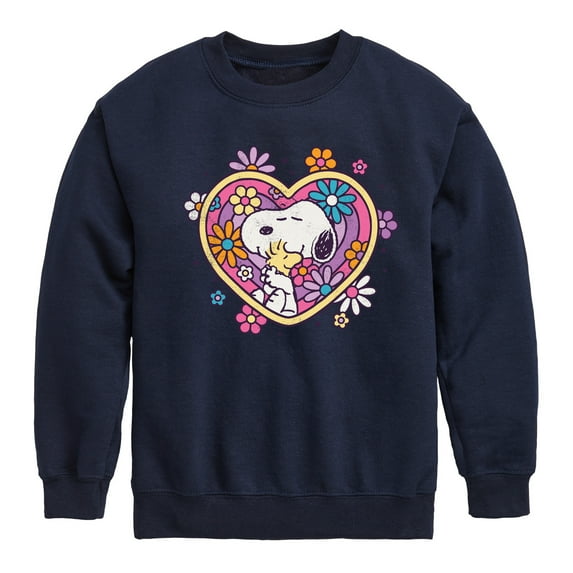 Peanuts - Hug Heart Flower - Toddler And Youth Crewneck Fleece Sweatshirt